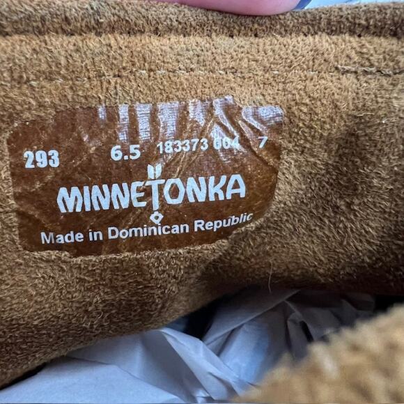 Minnetonka 293 Fringe Ankle Booties Zip Up Leather Womens 6.5 Brown Moccasin - Picture 6 of 7